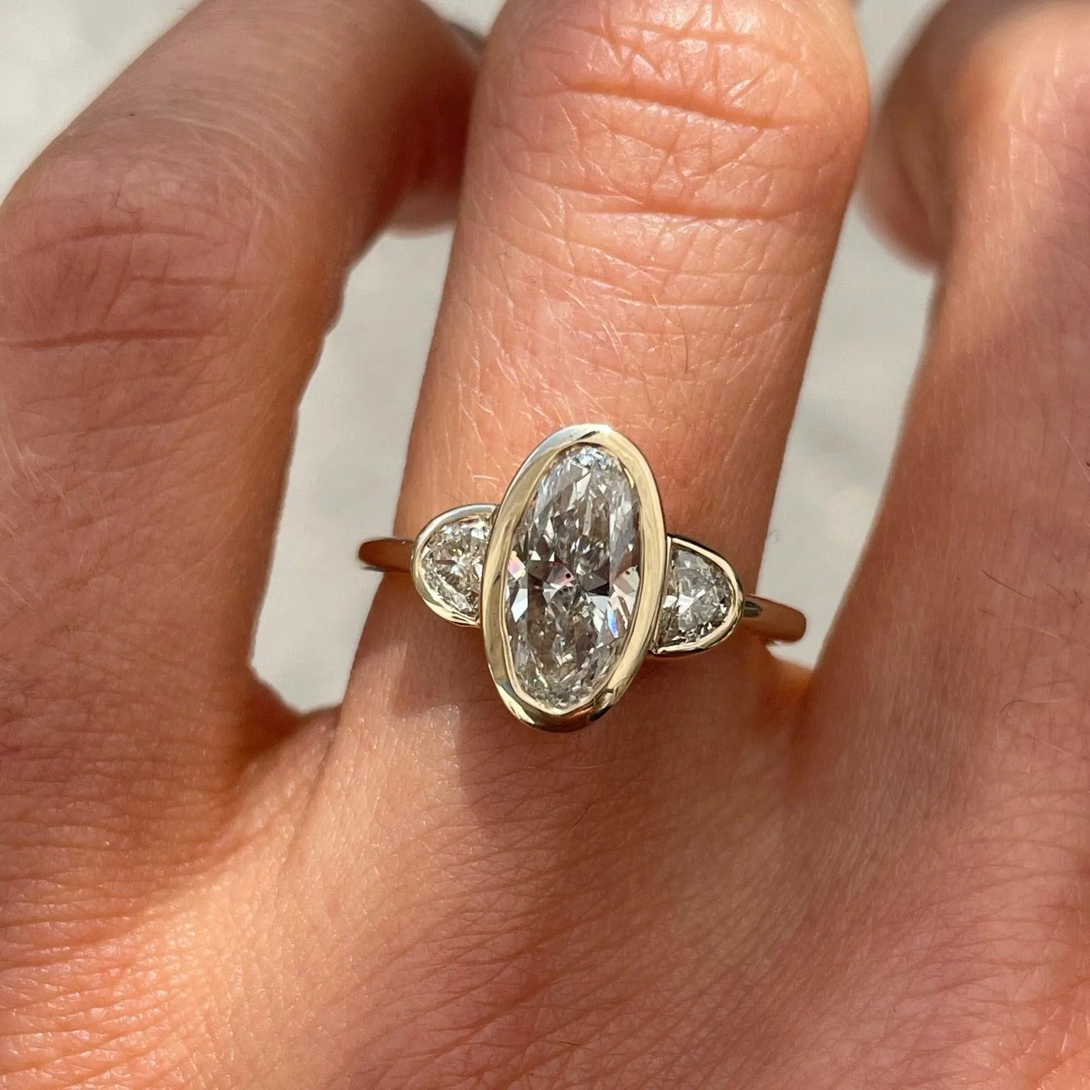 Antique Moval & Half Moons Engagement Ring sold by Marrow Fine product image thumbnail 3