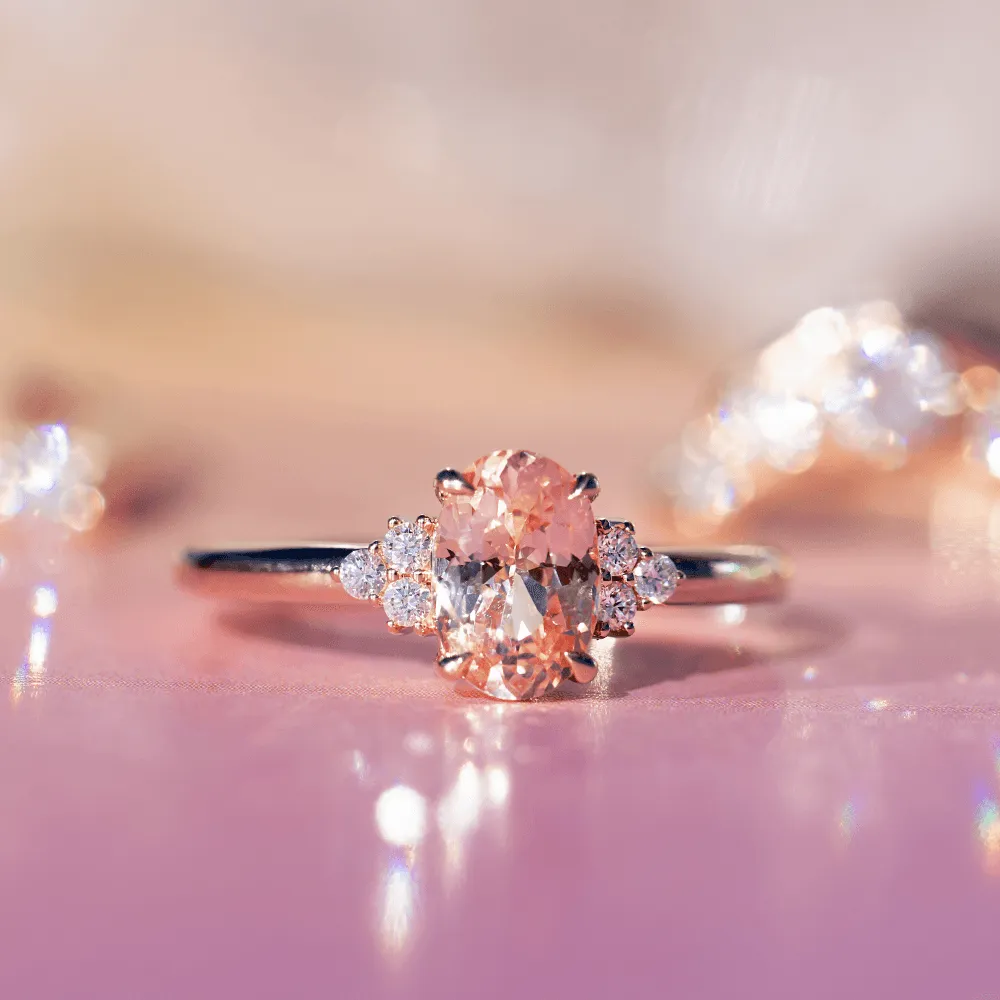 1.44ct Peach Sapphire & White Diamond Cluster Ring sold by Marrow Fine product image thumbnail 3