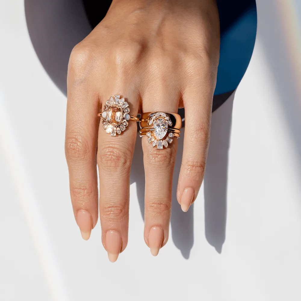 3.03ct Peach Sapphire Ballerina Engagement Ring sold by Marrow Fine product image thumbnail 4