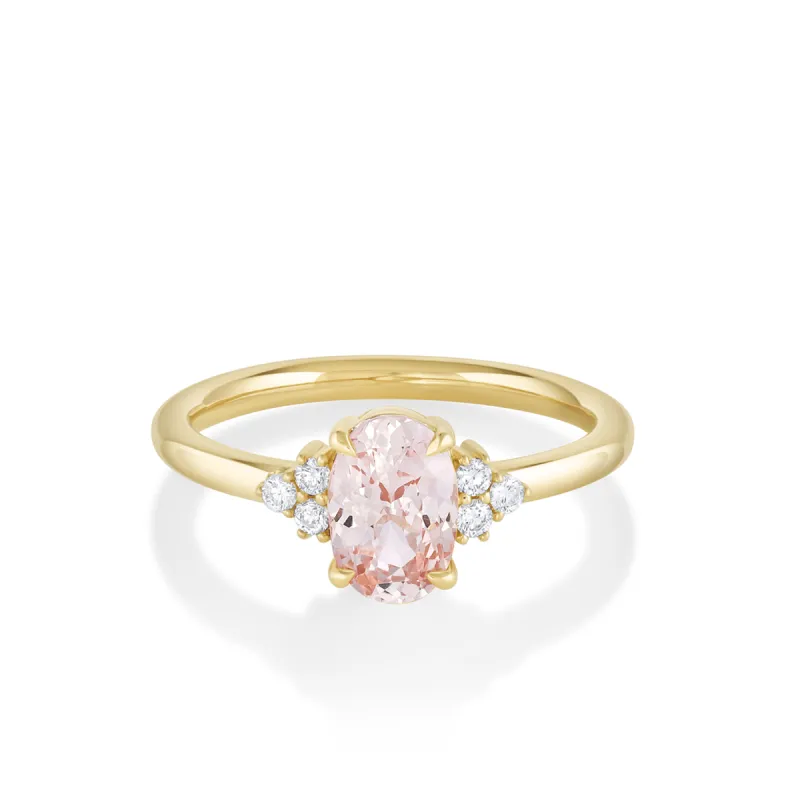 1.44ct Peach Sapphire & White Diamond Cluster Ring sold by Marrow Fine
