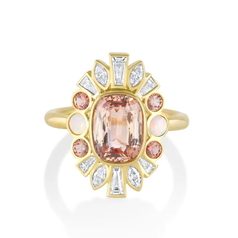 3.03ct Peach Sapphire Ballerina Engagement Ring sold by Marrow Fine