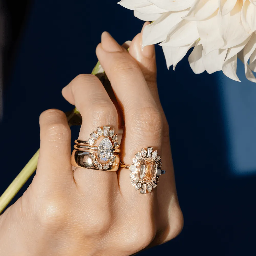 3.03ct Peach Sapphire Ballerina Engagement Ring sold by Marrow Fine product image thumbnail 3