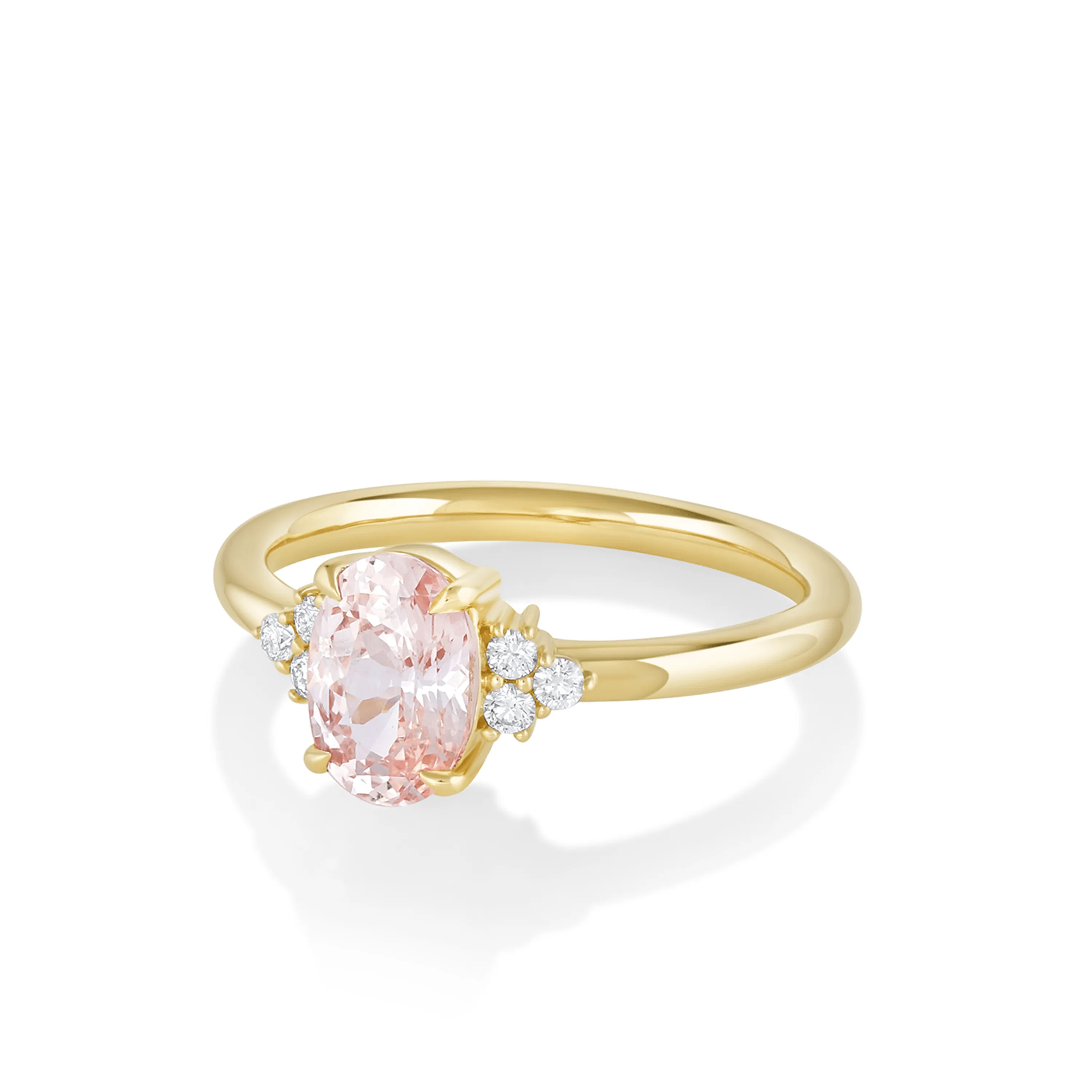1.44ct Peach Sapphire & White Diamond Cluster Ring sold by Marrow Fine product image thumbnail 2