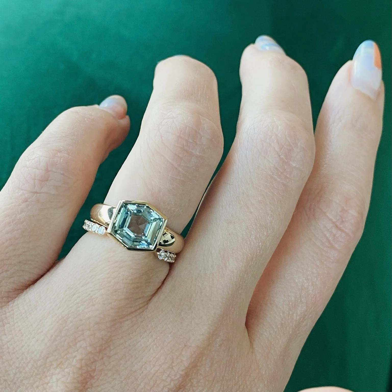 Green Sapphire Hexagon Ring sold by Marrow Fine product image thumbnail 4