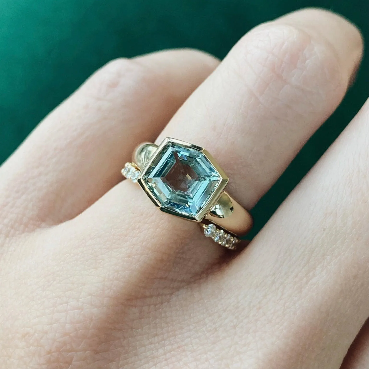 Green Sapphire Hexagon Ring sold by Marrow Fine product image thumbnail 3