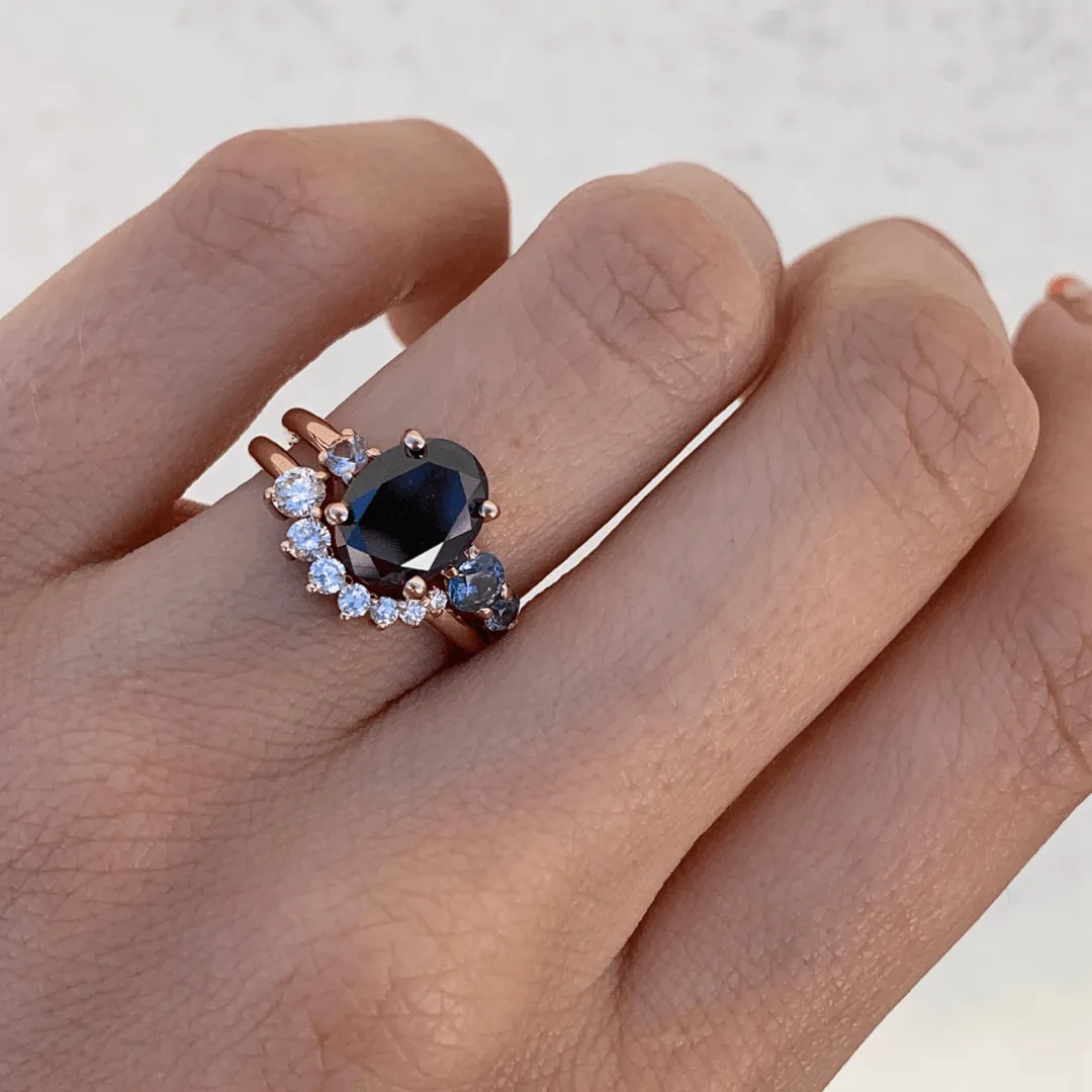 Black Diamond Oval Engagement Ring & Brilliant Nova Band sold by Marrow Fine product image thumbnail 3
