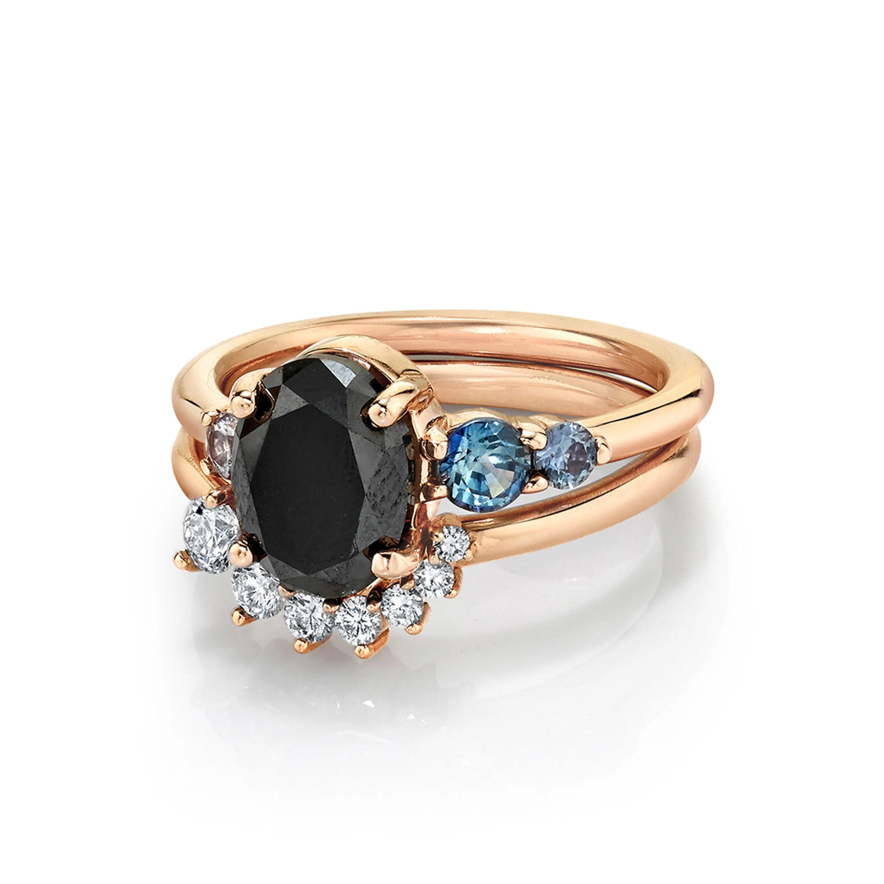 Black Diamond Oval Engagement Ring & Brilliant Nova Band sold by Marrow Fine product image thumbnail 2