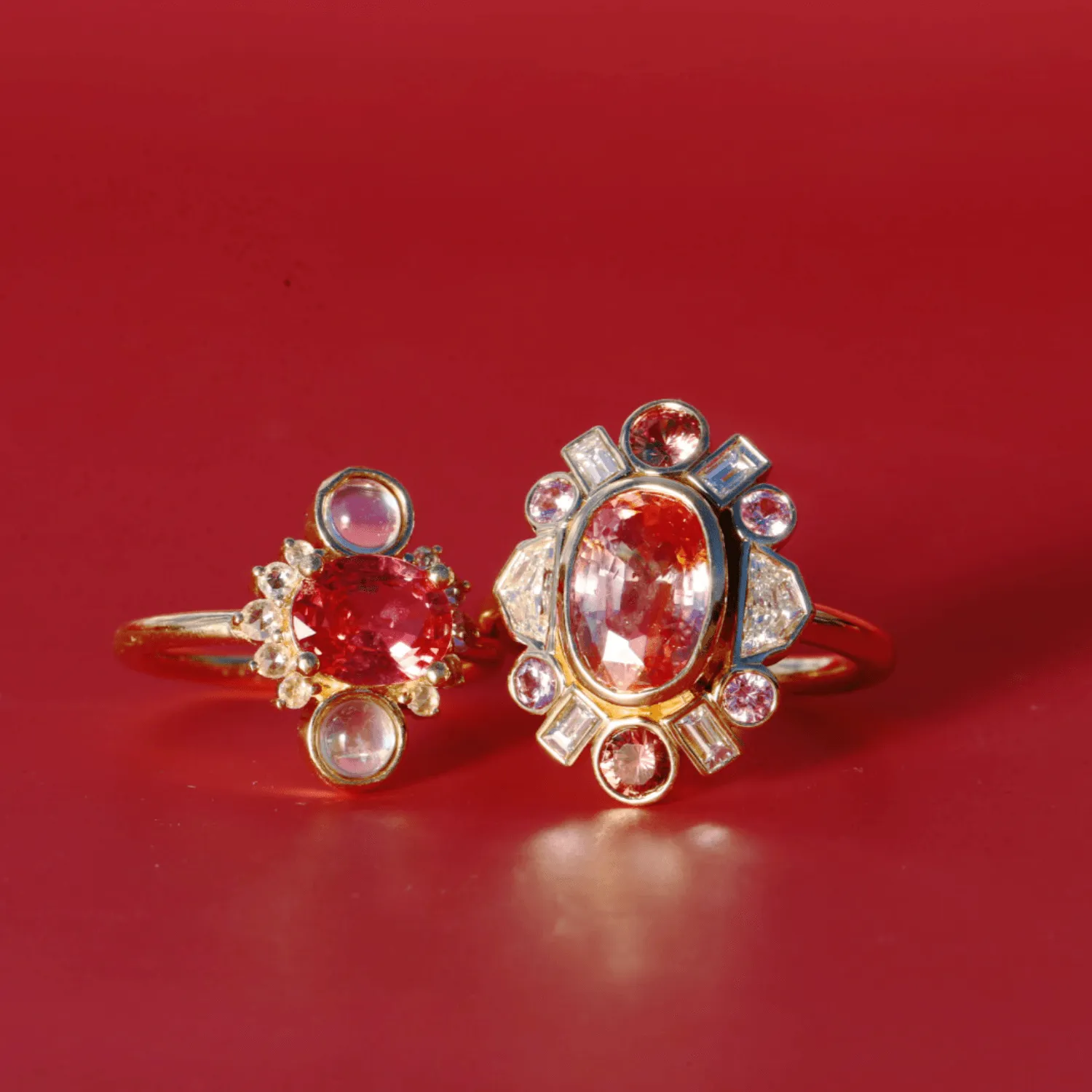 3.54ct Peachy Pink Sapphire Ballerina Ring sold by Marrow Fine product image thumbnail 4