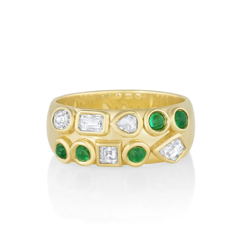Tessera Emerald & White Diamond Mini Cigar Band sold by Marrow Fine
