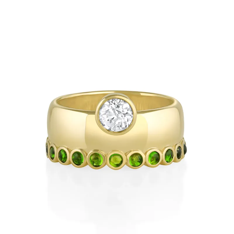 .54ct Old Euro Diamond & Diopside Cigar Band sold by Marrow Fine