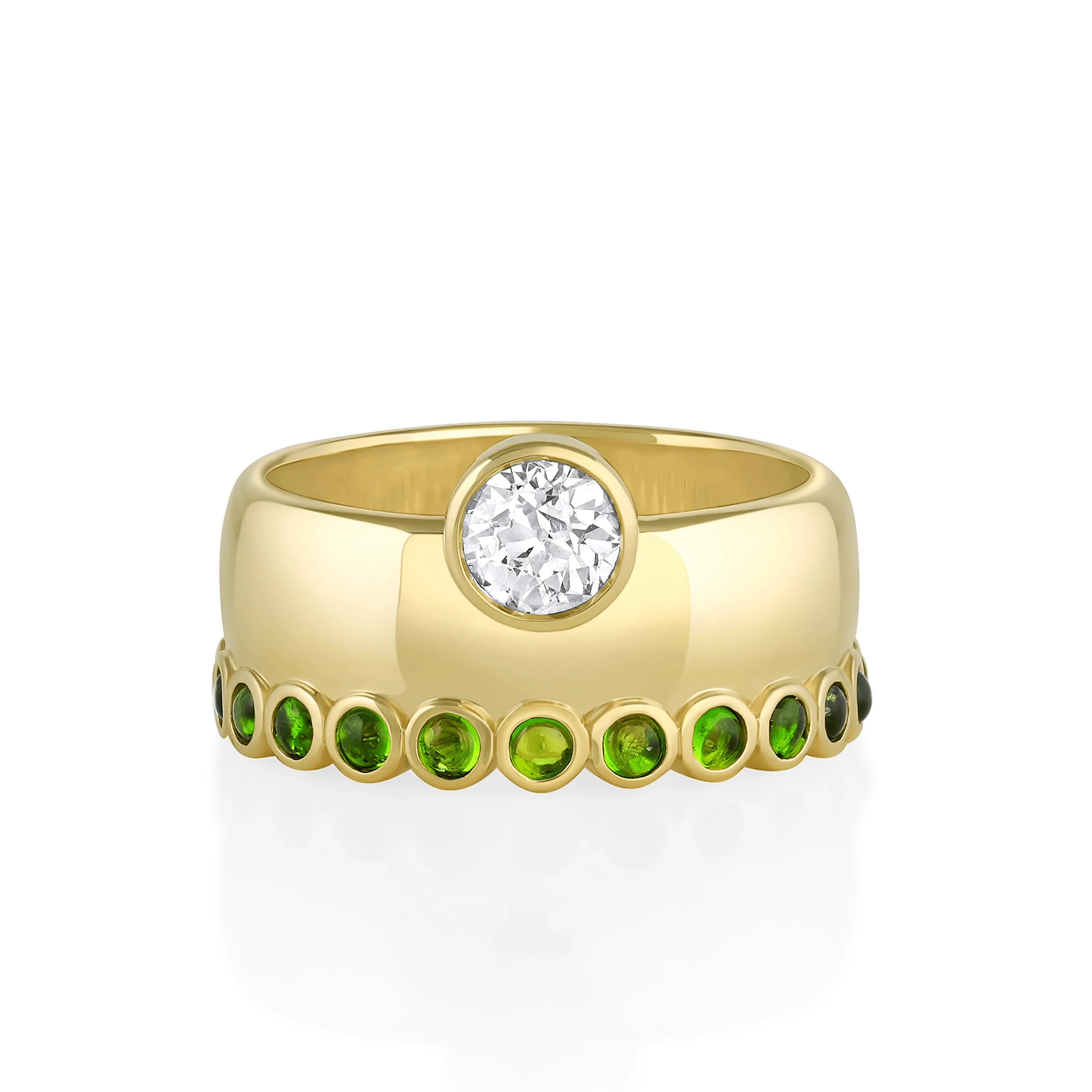 .54ct Old Euro Diamond & Diopside Cigar Band sold by Marrow Fine