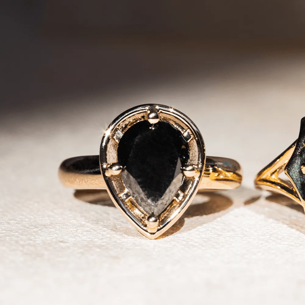 3.10ct Black Diamond Pear Georgia Ring sold by Marrow Fine product image thumbnail 5