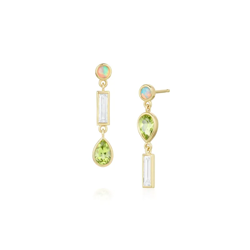 0.35tcw Diamond, 0.94tcw Peridot and Opal Earrings sold by Marrow Fine