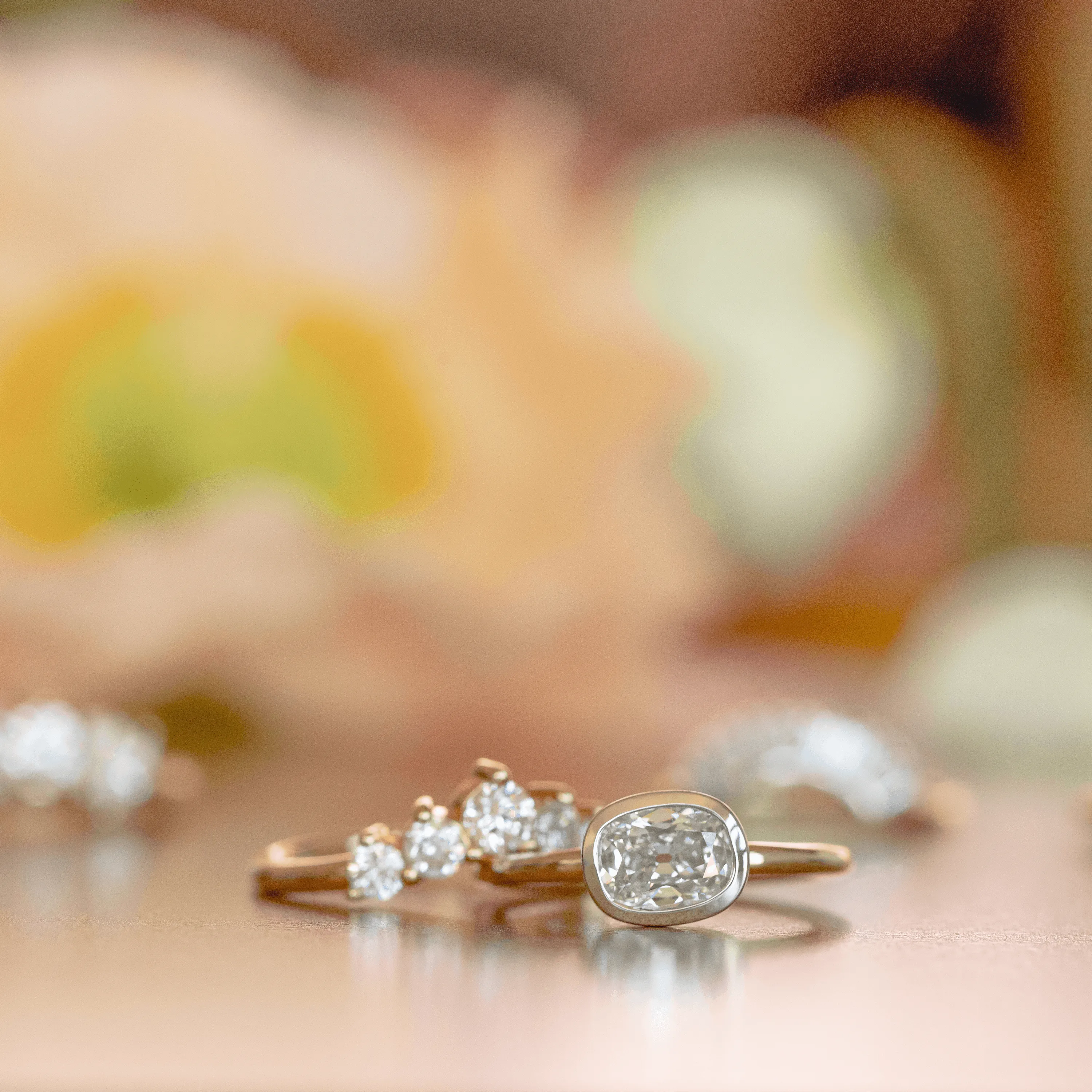 1.05ct Old Mine White Diamond Bezel Ring sold by Marrow Fine product image thumbnail 3