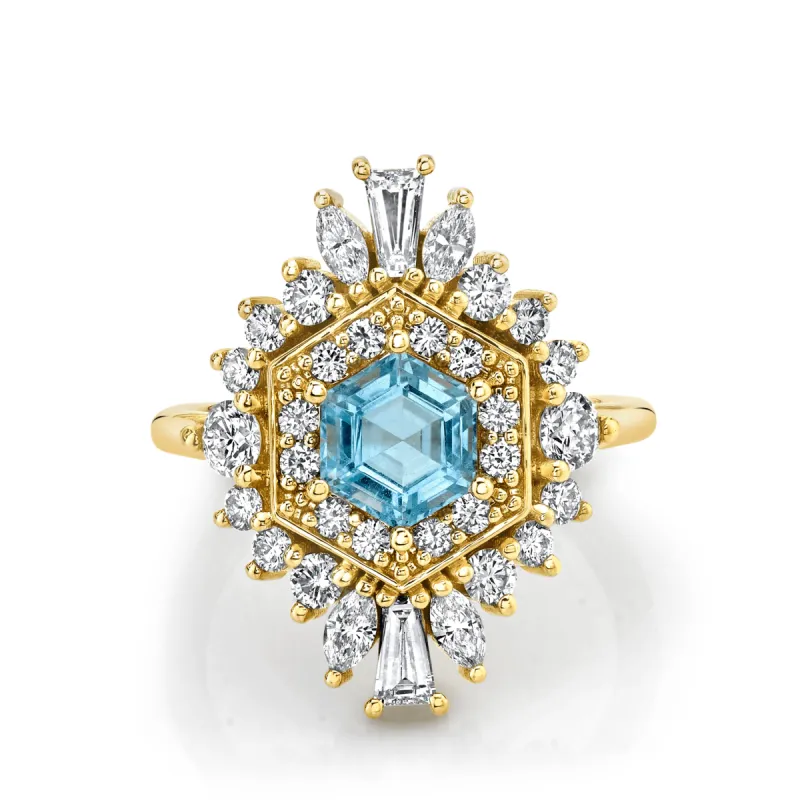 .92ct Aquamarine Stella Art Deco Ring sold by Marrow Fine