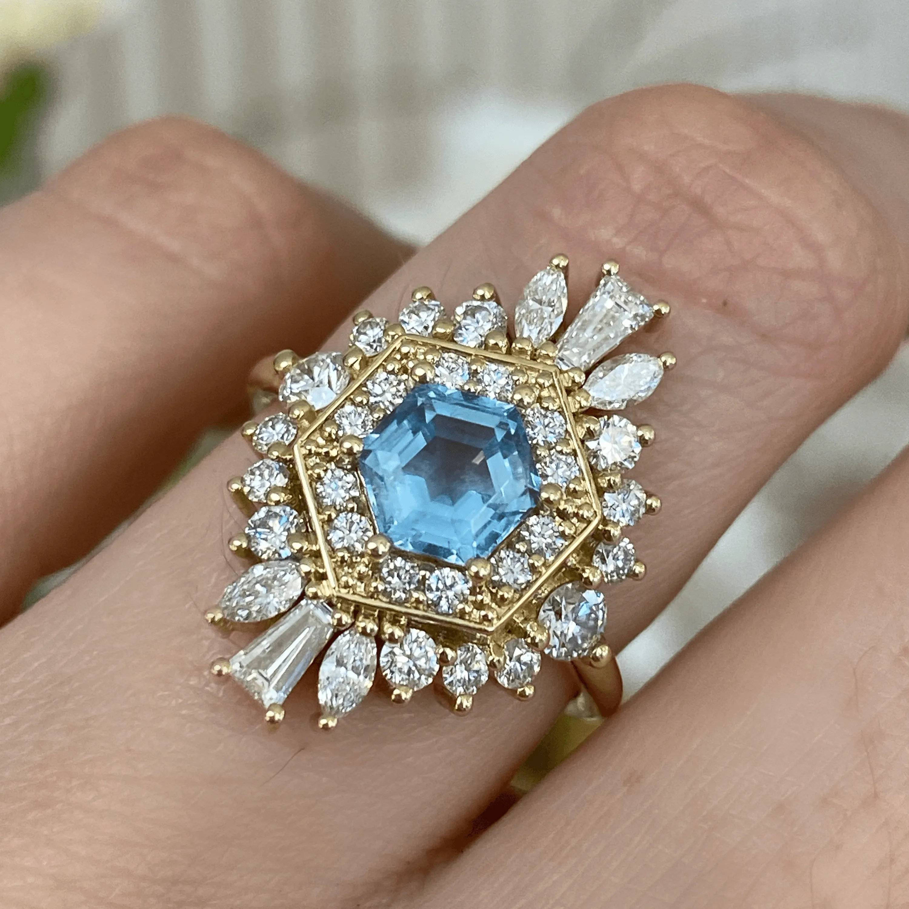 .92ct Aquamarine Stella Art Deco Ring sold by Marrow Fine product image thumbnail 3