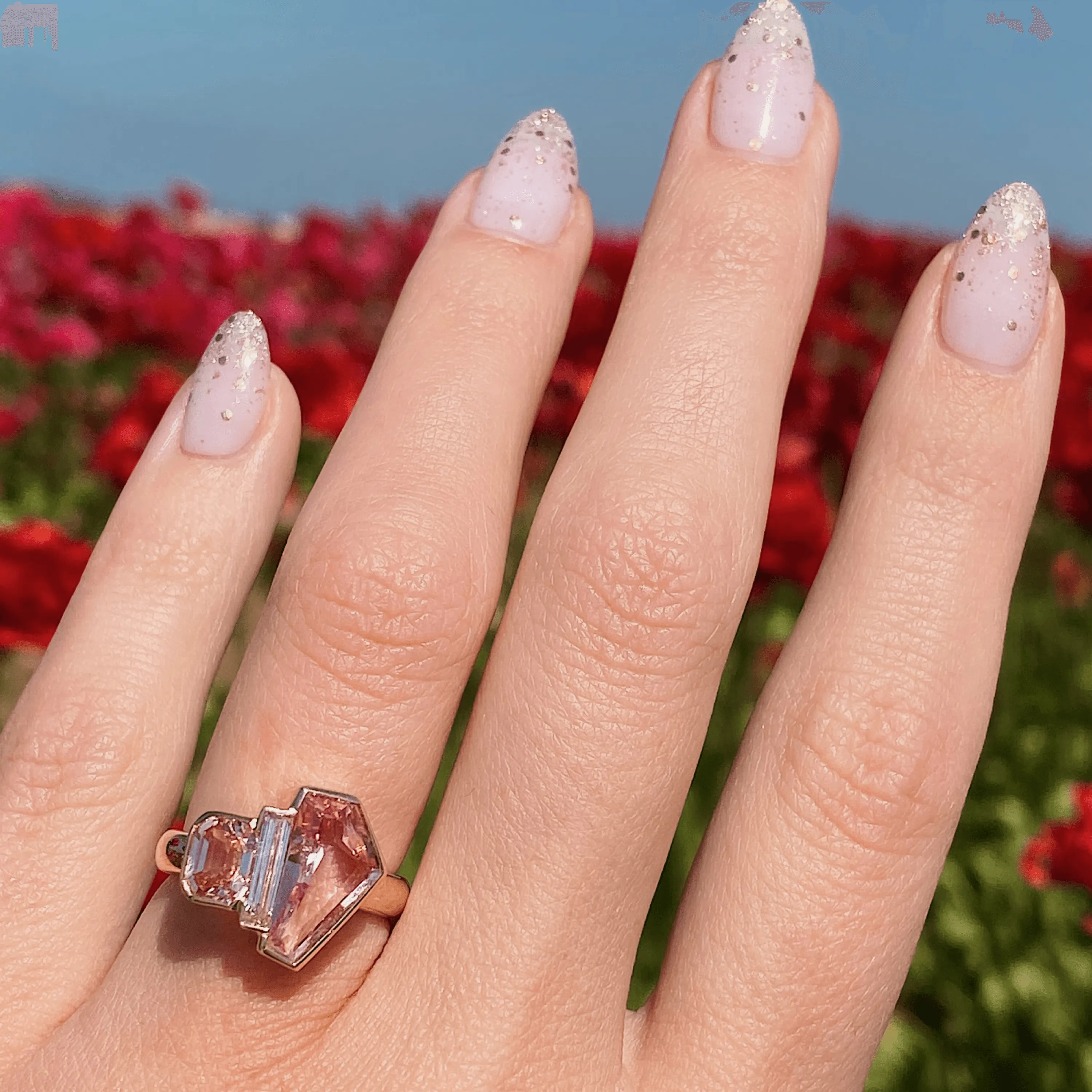 Padparadascha Sapphire Trapezoid Ring sold by Marrow Fine product image thumbnail 3