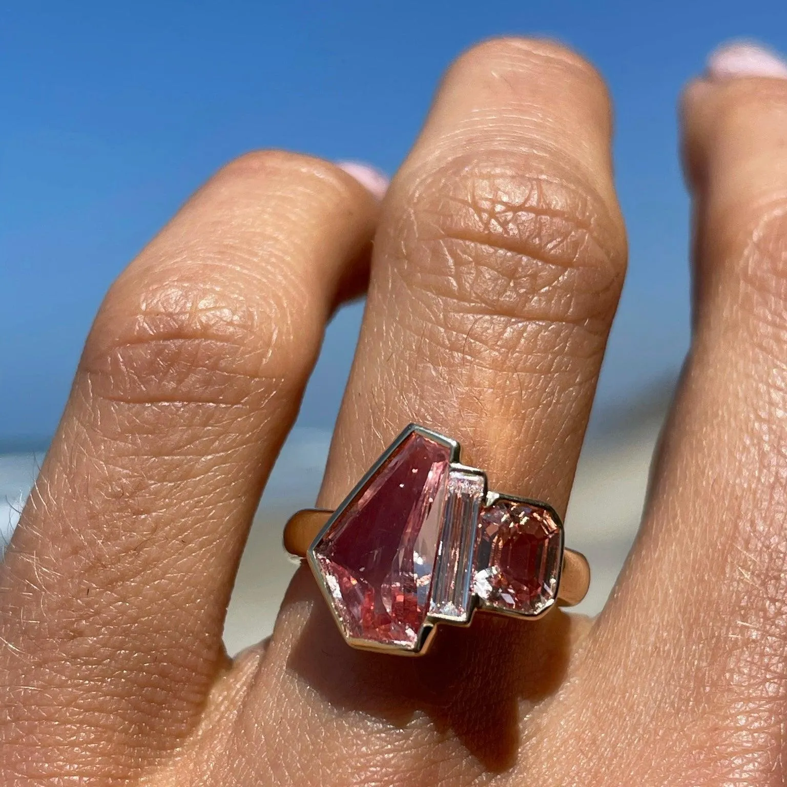 Padparadascha Sapphire Trapezoid Ring sold by Marrow Fine product image thumbnail 4