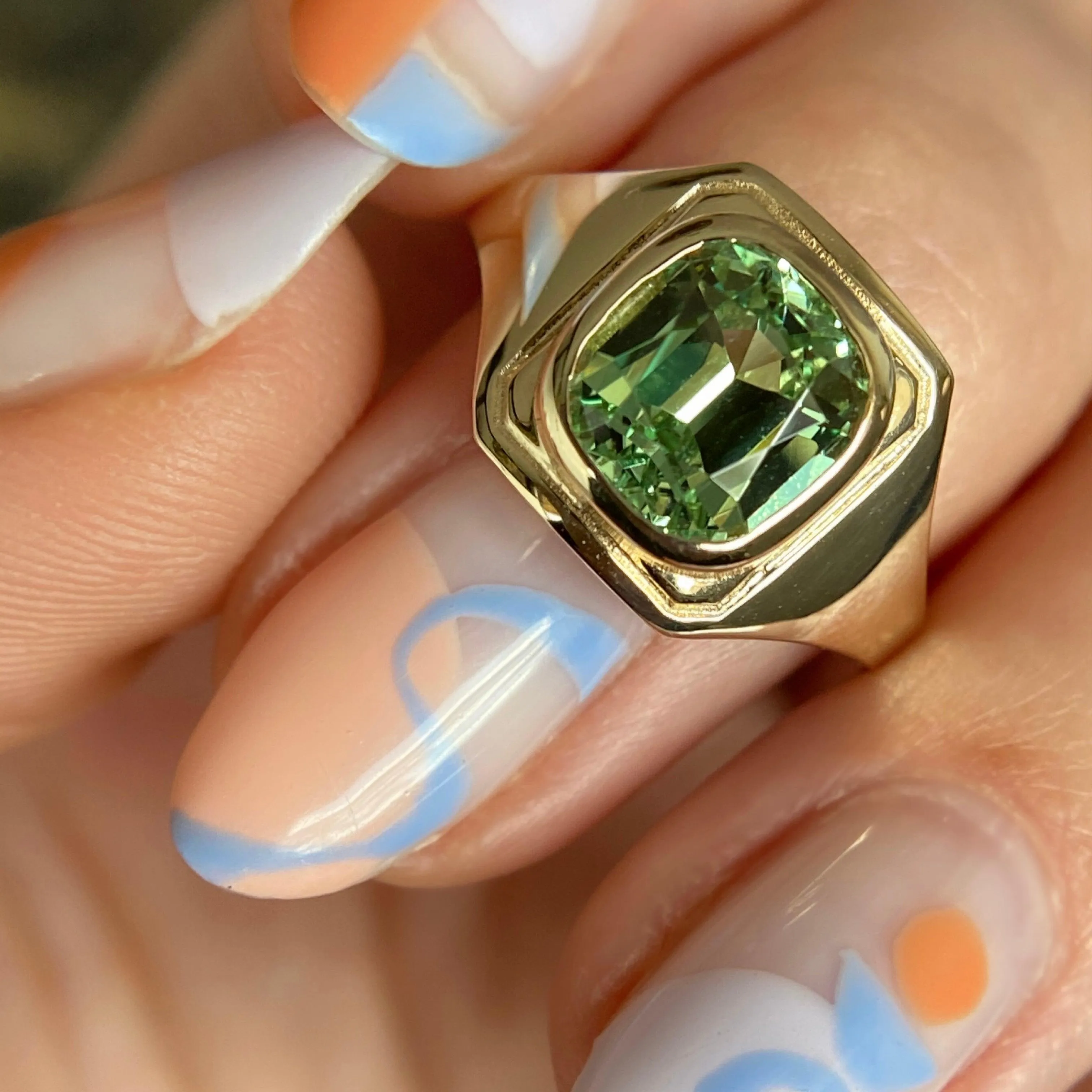 Mint Garnet Boyfriend Signet Ring sold by Marrow Fine product image thumbnail 3