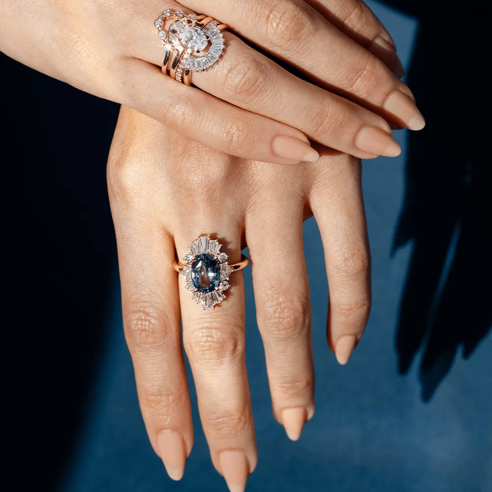 4.01ct Teal Sapphire Ballerina Ring sold by Marrow Fine product image thumbnail 4