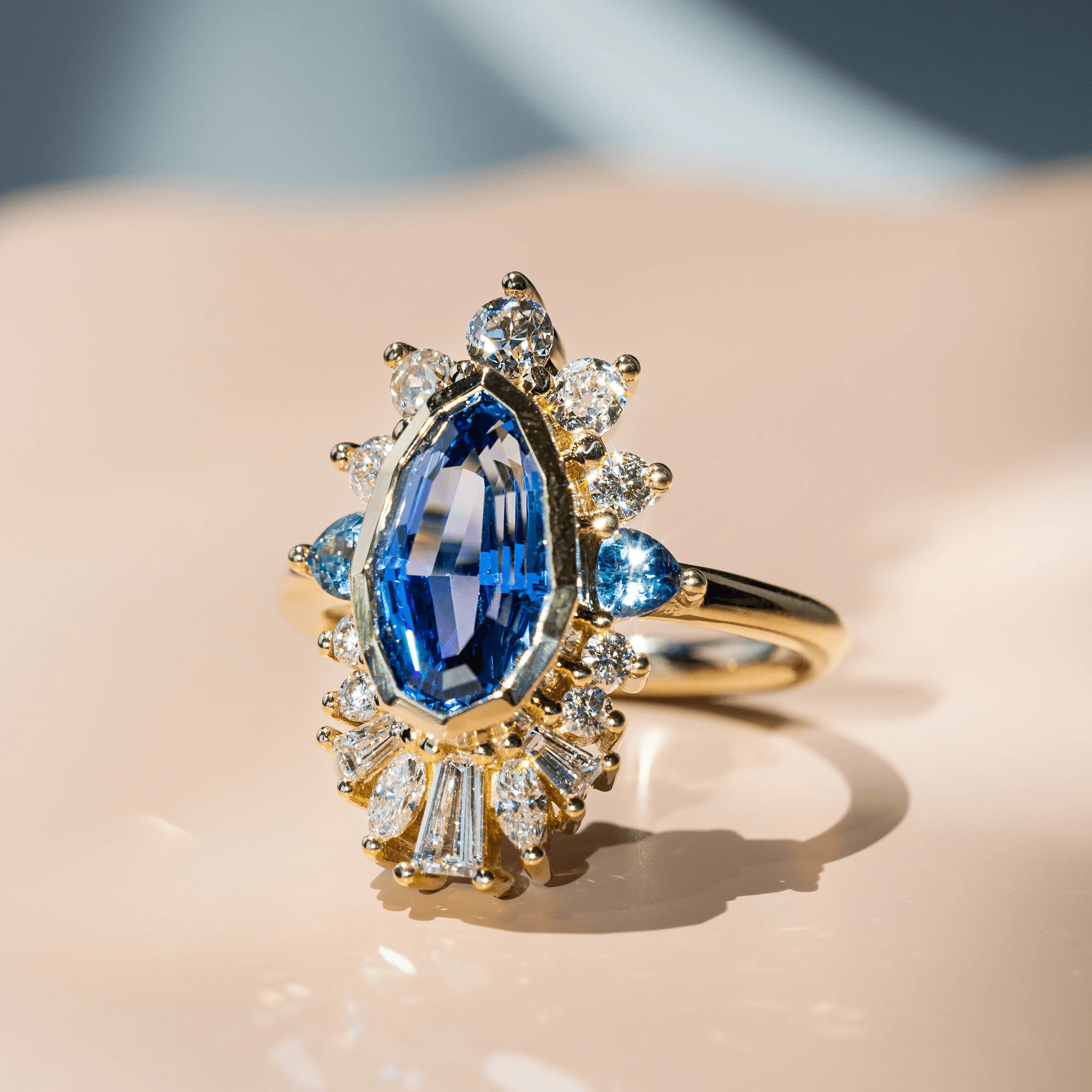 Geo Blue Sapphire Ballerina Ring sold by Marrow Fine product image thumbnail 4