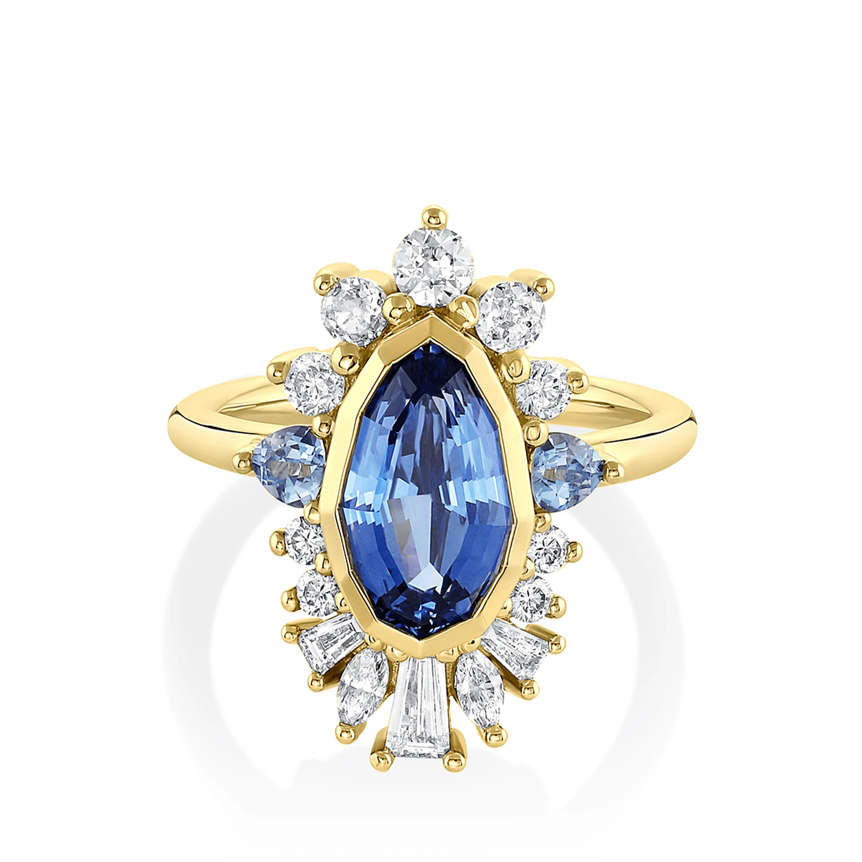 Geo Blue Sapphire Ballerina Ring sold by Marrow Fine