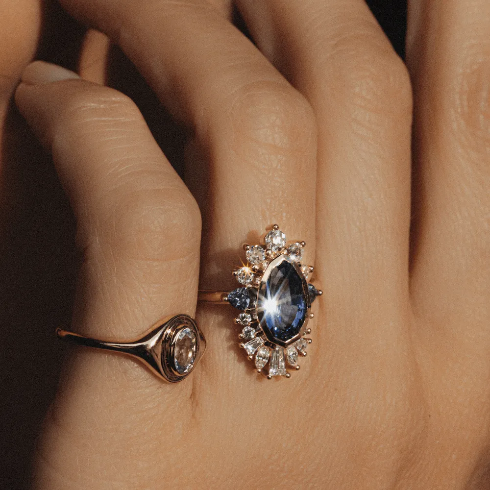 Geo Blue Sapphire Ballerina Ring sold by Marrow Fine product image thumbnail 3