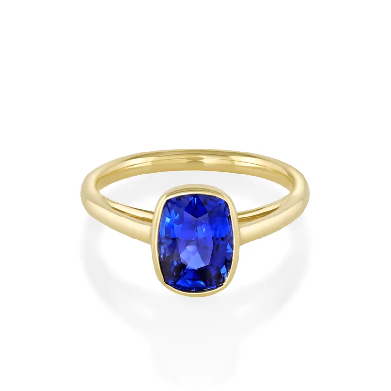 2.75ct Blue Sapphire Cushion Tessa Ring sold by Marrow Fine