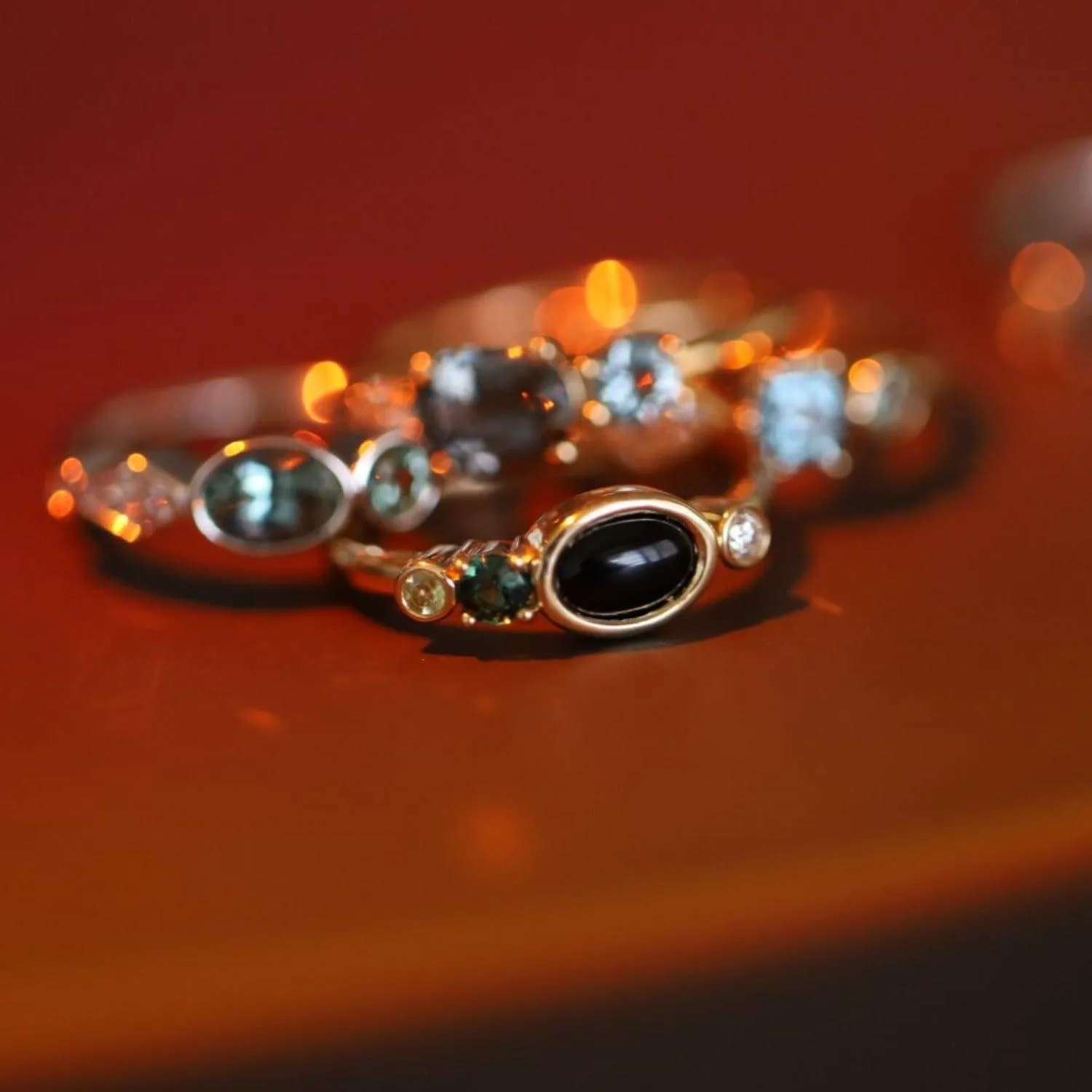 0.60ct Onyx and Sapphire Linear Band sold by Marrow Fine product image thumbnail 4