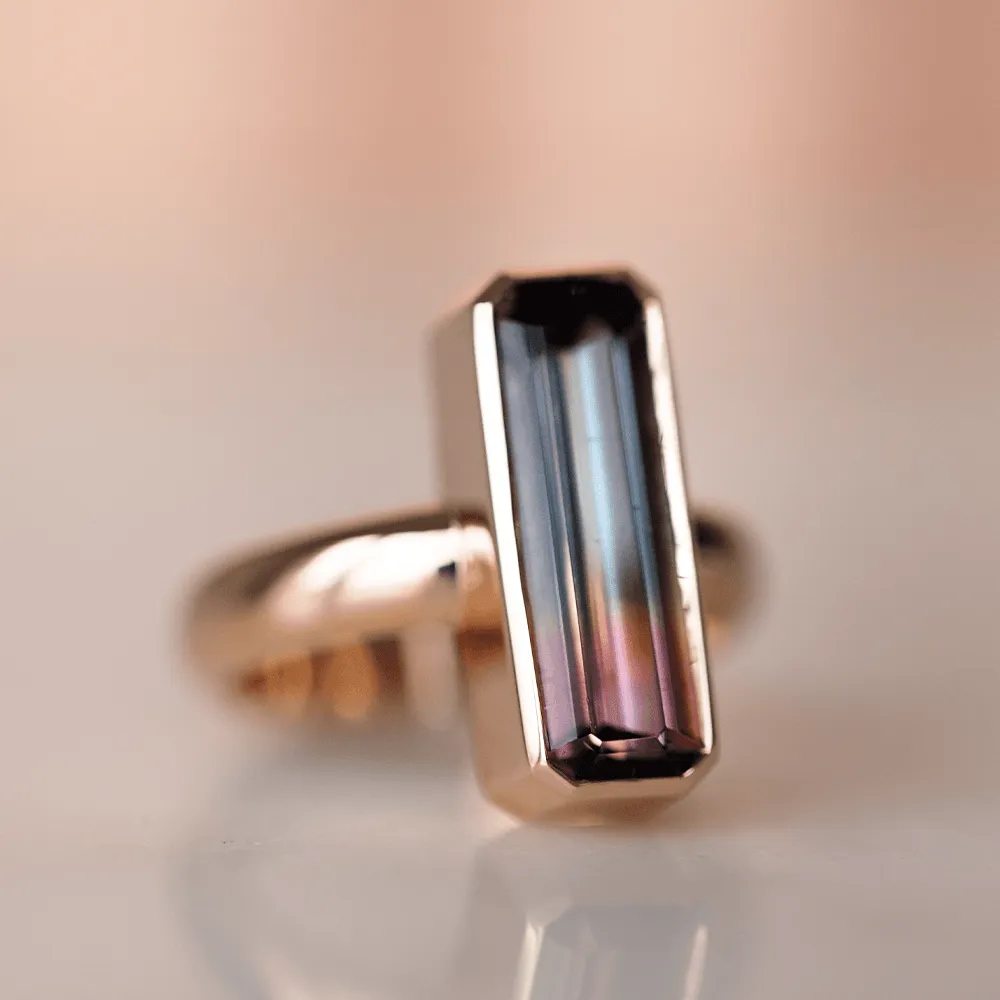 3.39ct Bicolor Tourmaline Bezel Ring sold by Marrow Fine product image thumbnail 3