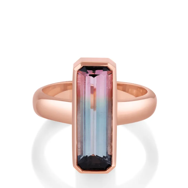 3.39ct Bicolor Tourmaline Bezel Ring sold by Marrow Fine