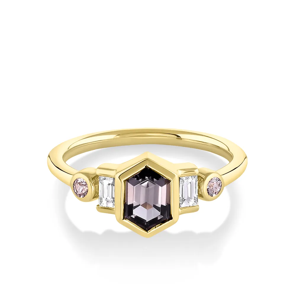 Tourmaline Hexagon Linear Ring sold by Marrow Fine