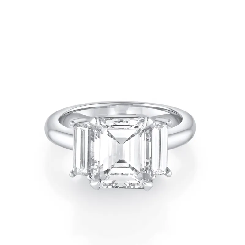 3.09ct Emerald Cut Three-Stone Engagement Ring sold by Marrow Fine