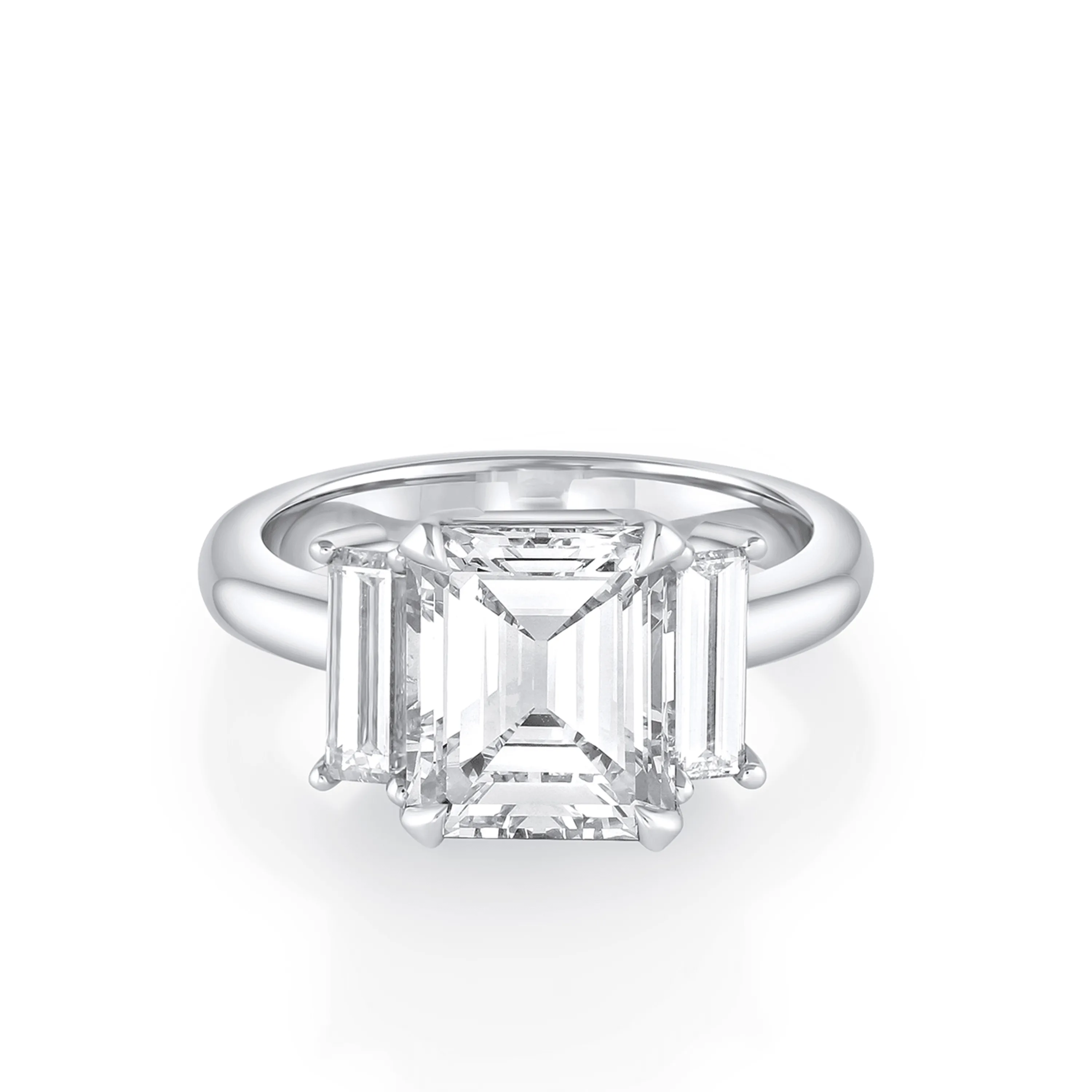 3.09ct Emerald Cut Three-Stone Engagement Ring sold by Marrow Fine