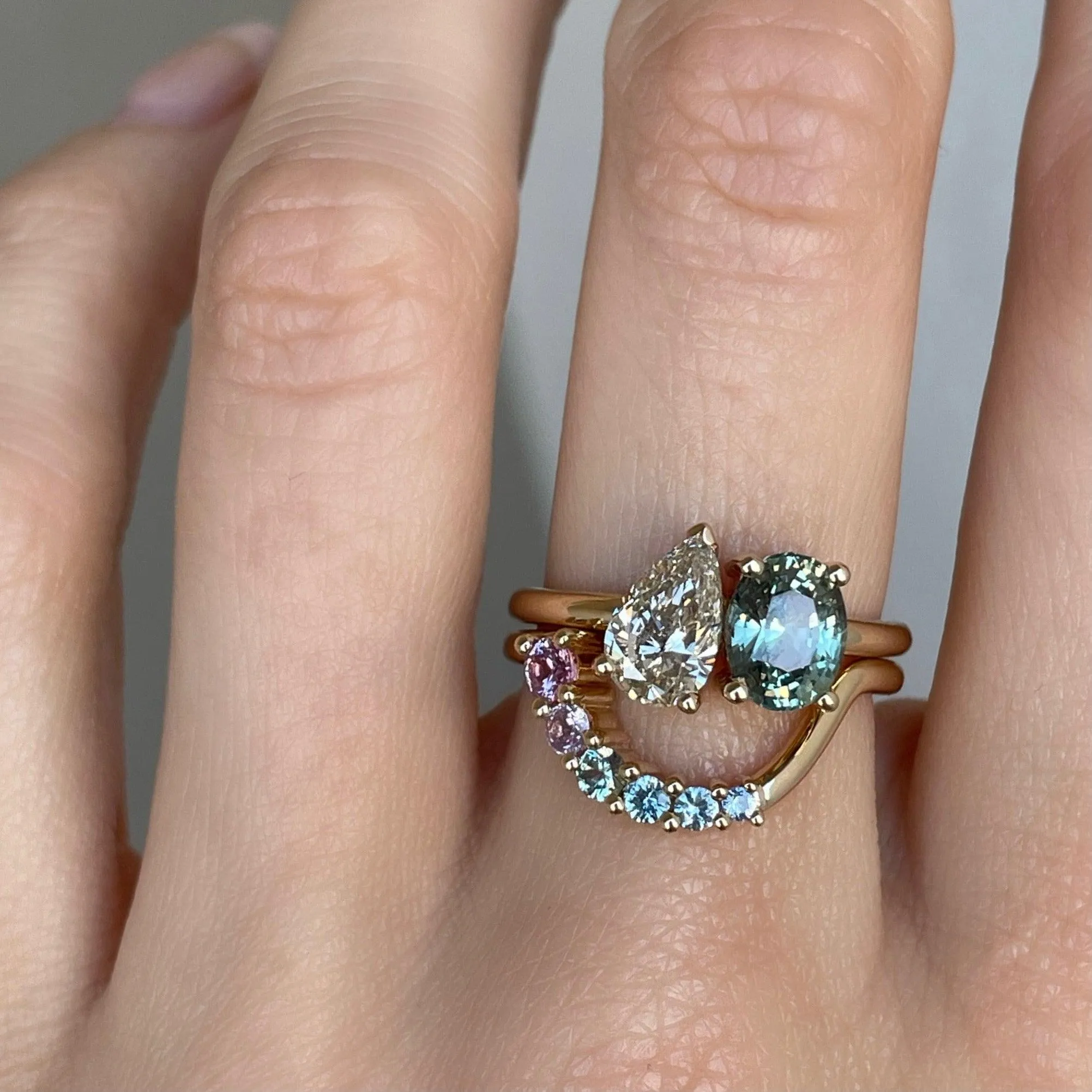 Champagne Diamond & Green Sapphire Toi et Moi Set sold by Marrow Fine product image thumbnail 3