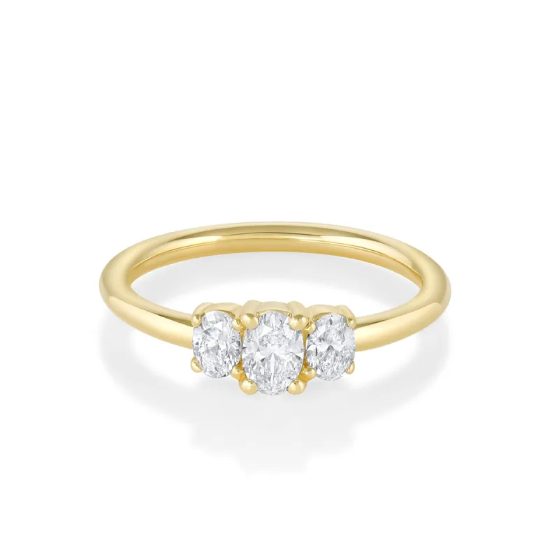 The Michelle Oval Three-Stone Engagement Ring sold by Marrow Fine