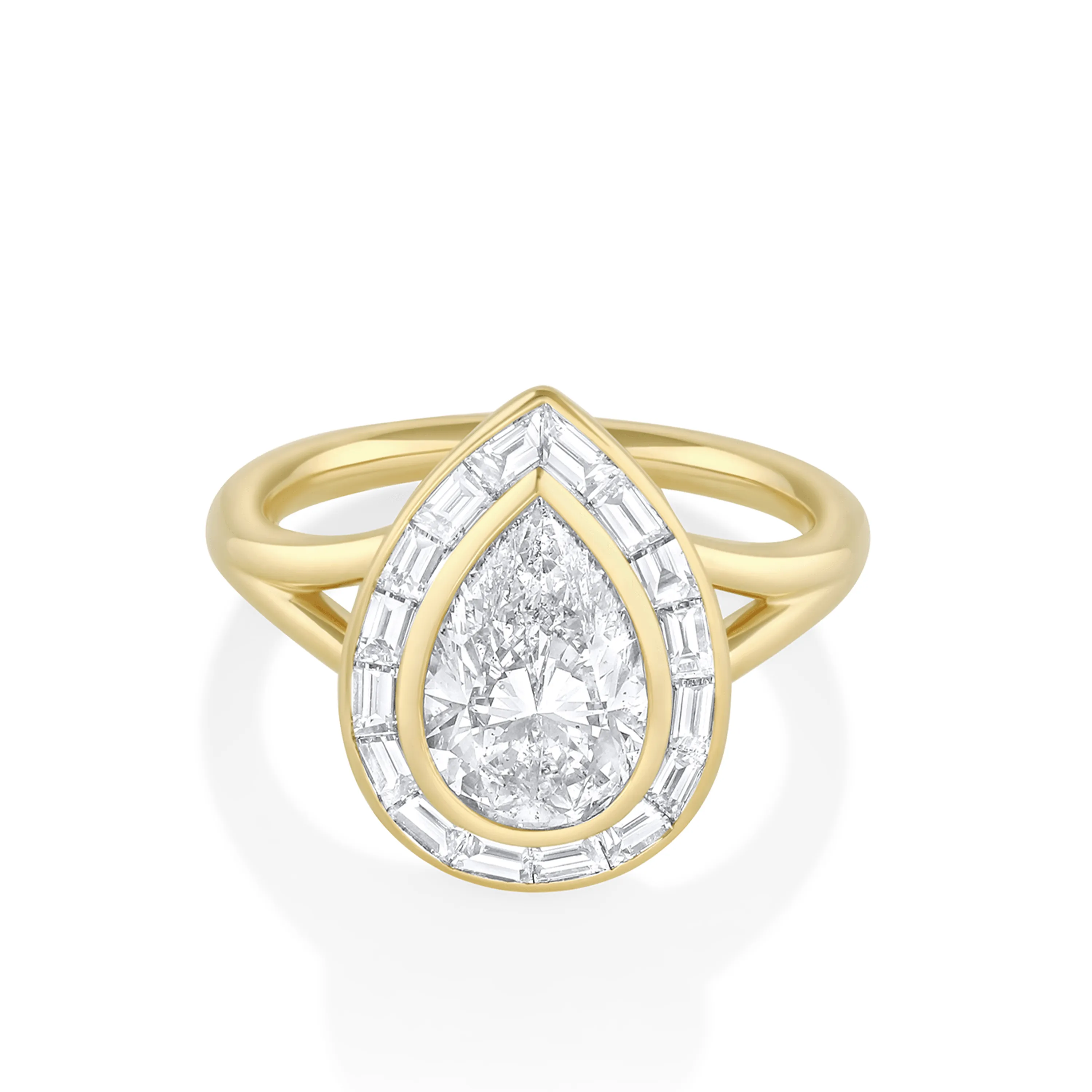 2.01ct Vera Pear & Baguette Halo Engagement Ring sold by Marrow Fine