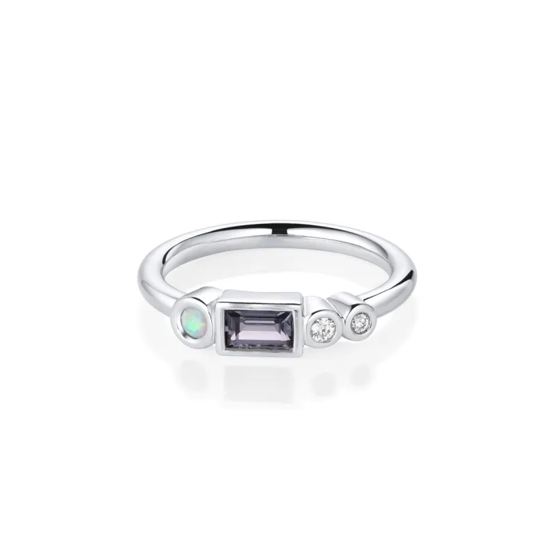 0.32ct Spinel Baguette and Opal Linear Band sold by Marrow Fine
