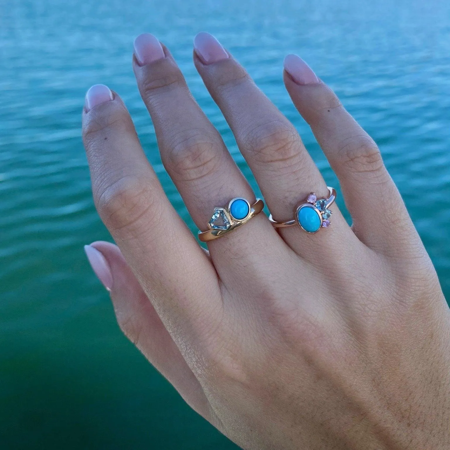 Aquamarine & Turquoise Toi et Moi sold by Marrow Fine product image thumbnail 3