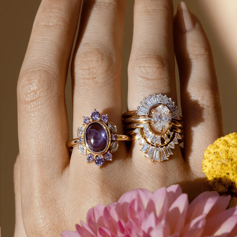 3.55ct Lavender Cabochon Sapphire Ballerina Ring sold by Marrow Fine product image thumbnail 3