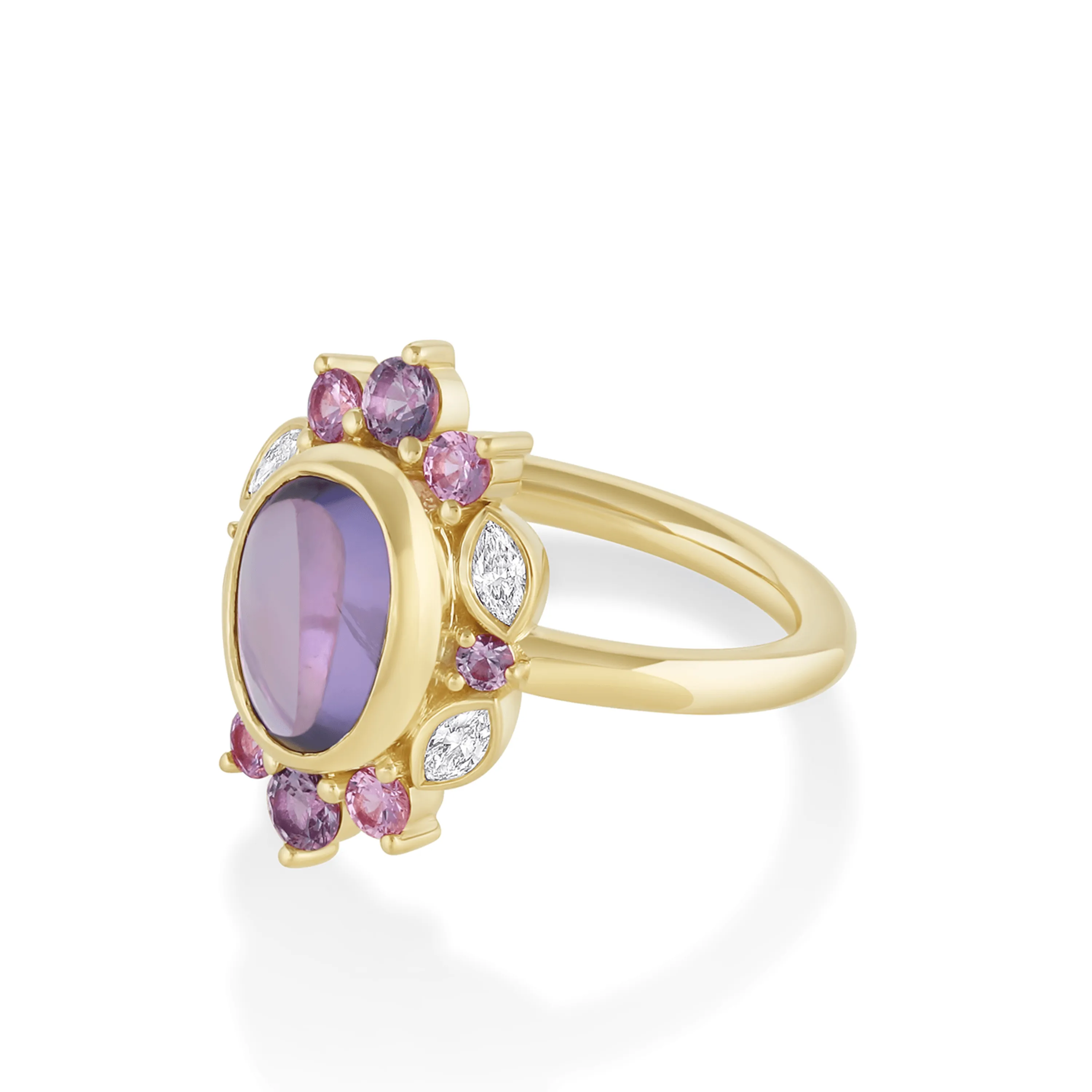 3.55ct Lavender Cabochon Sapphire Ballerina Ring sold by Marrow Fine product image thumbnail 2