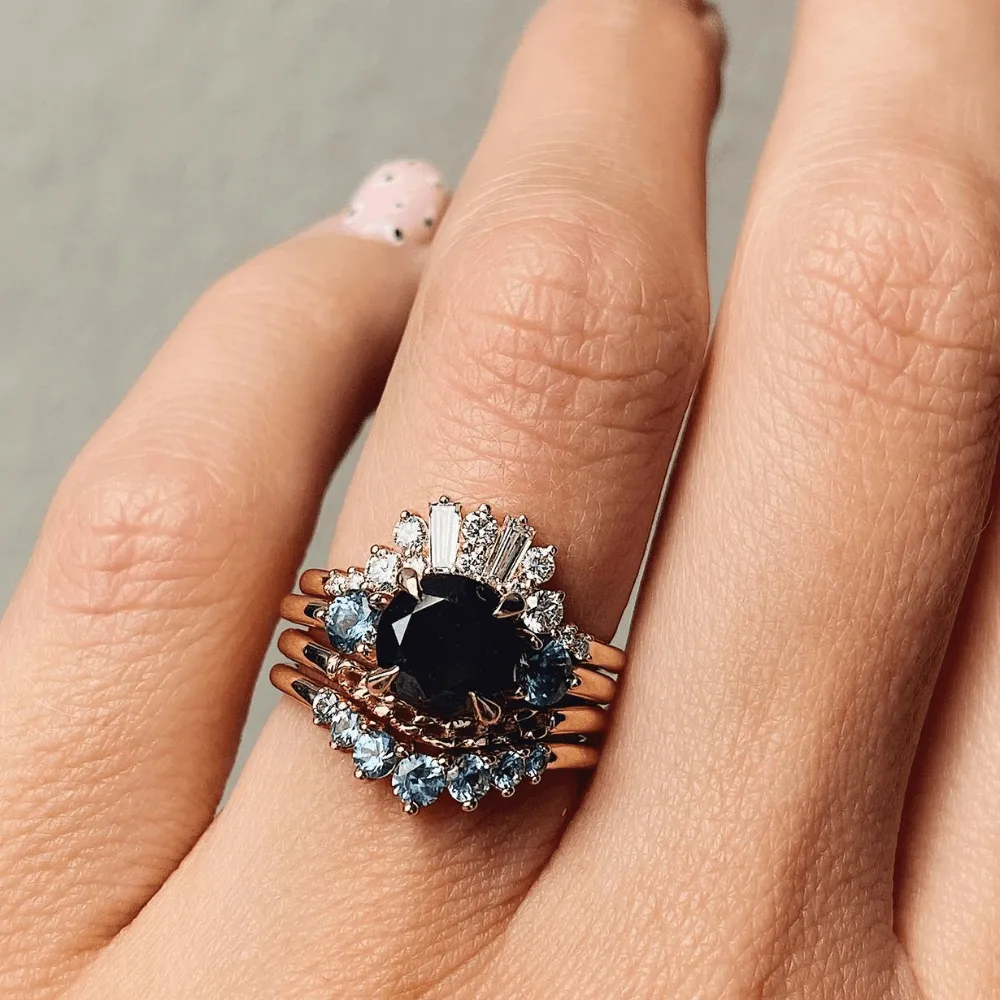 Black Diamond & Montana Sapphire Engagement Ring sold by Marrow Fine product image thumbnail 4