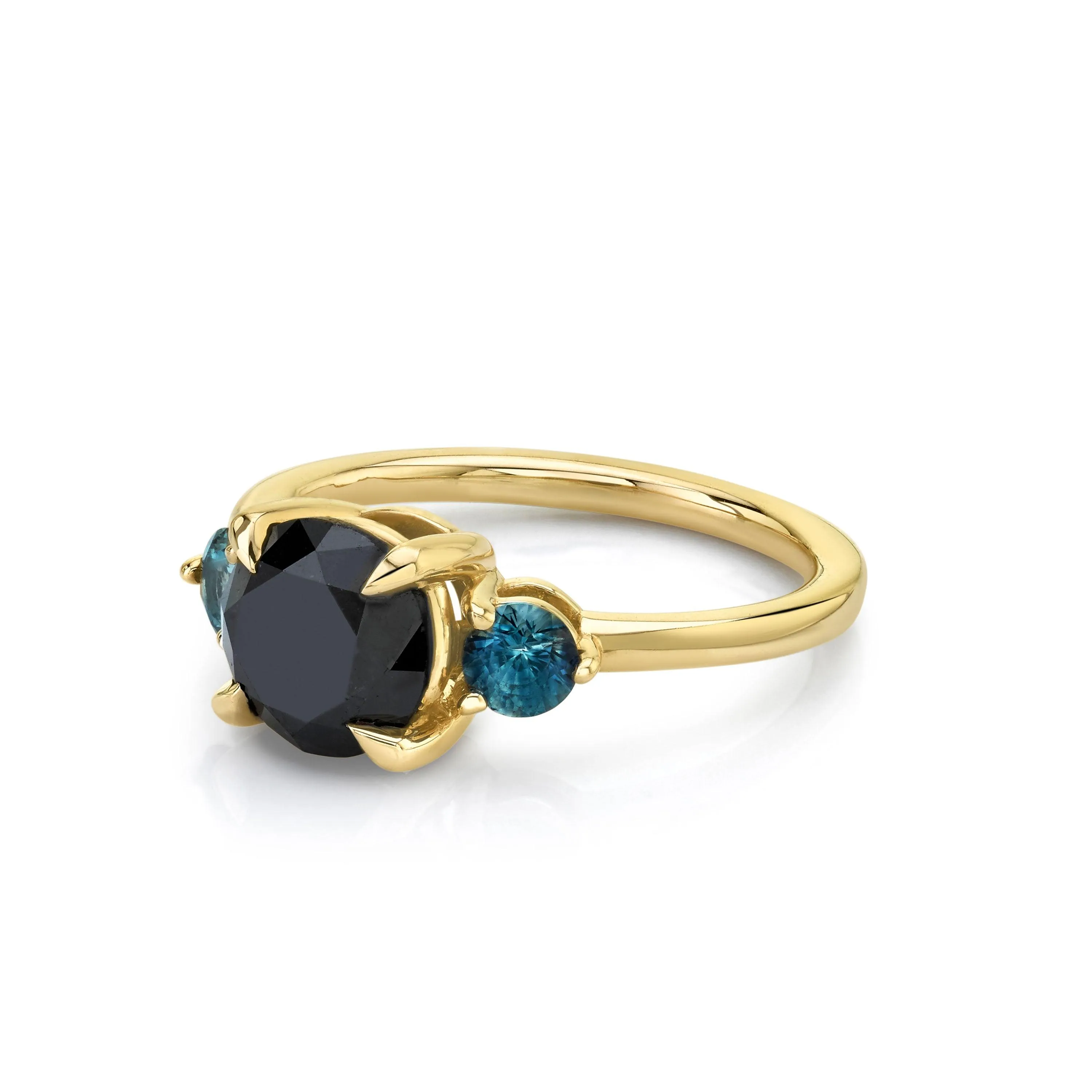 Black Diamond & Montana Sapphire Engagement Ring sold by Marrow Fine product image thumbnail 2