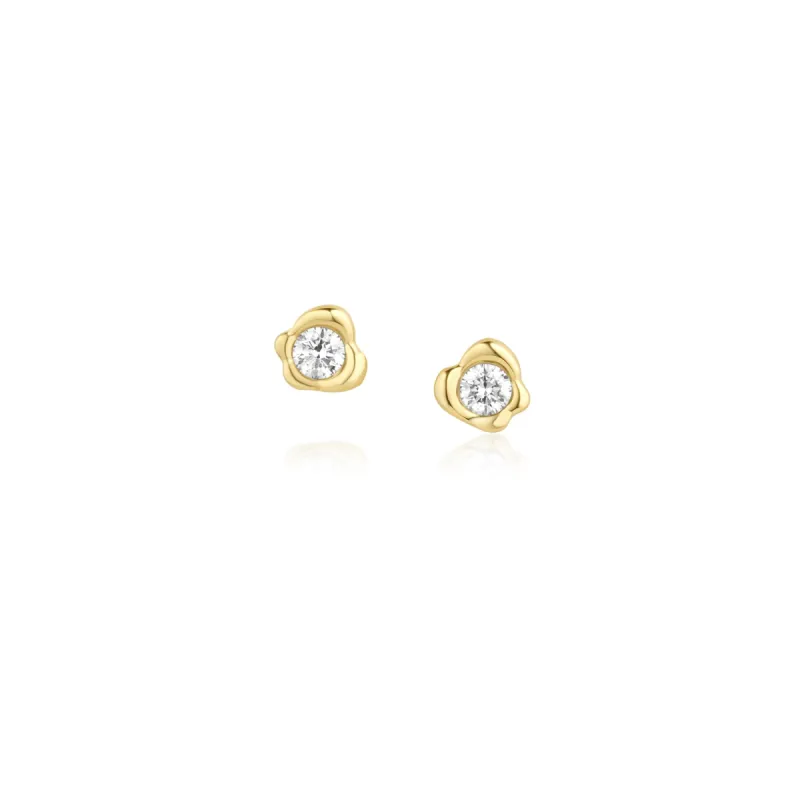 White Diamond Abstract Bezel Studs made by Marrow Fine