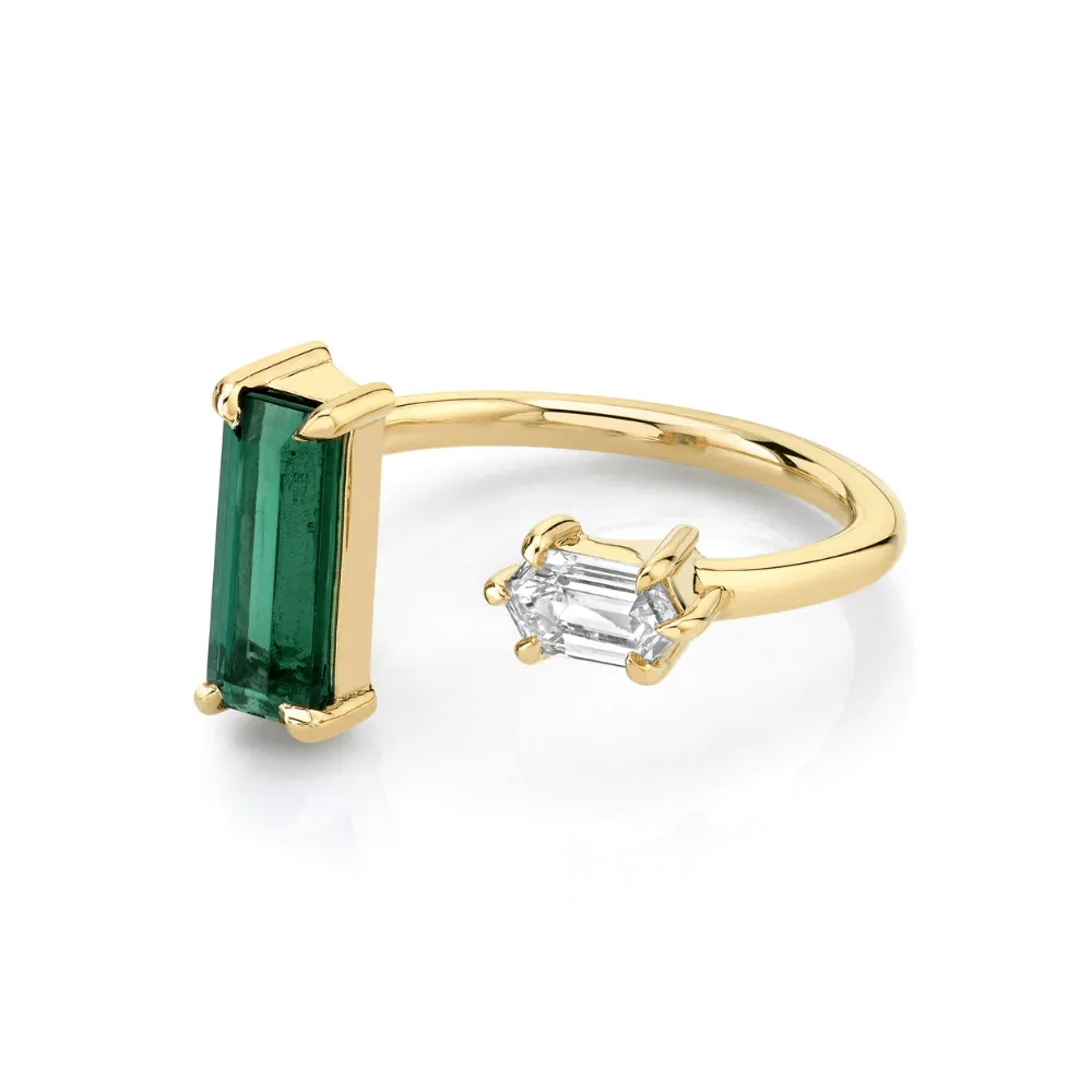 Tourmaline and White Diamond Bullet Toi et Moi Ring sold by Marrow Fine product image thumbnail 2