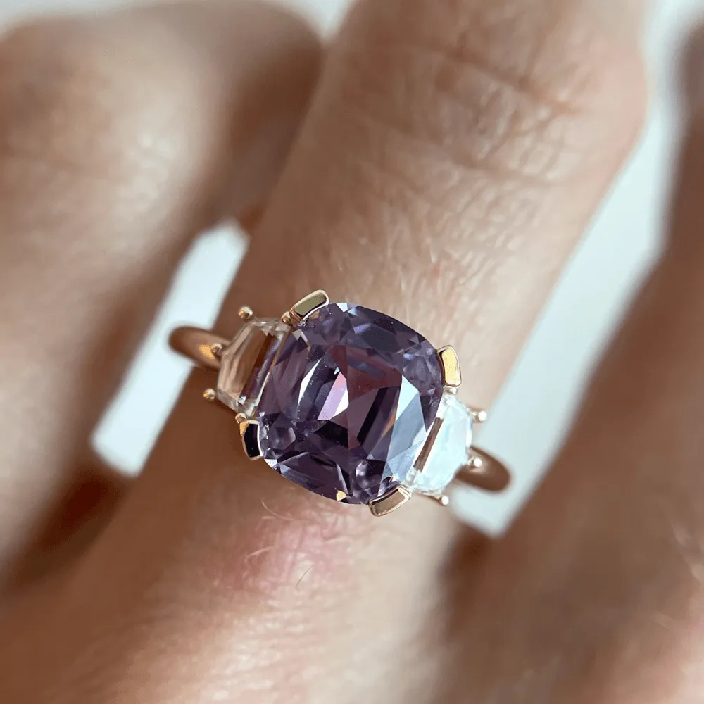 2.71ct Lilac Sapphire & White Diamond Ring sold by Marrow Fine product image thumbnail 3