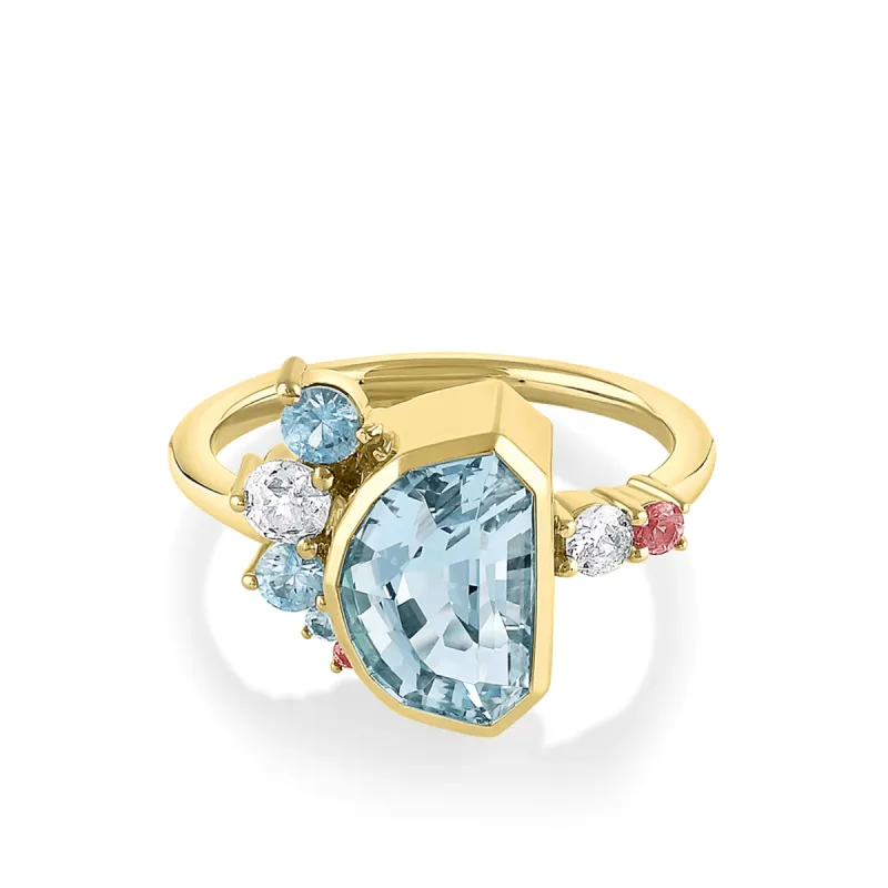 2.34ct Aquamarine Mermaid Tail Spray Ring sold by Marrow Fine