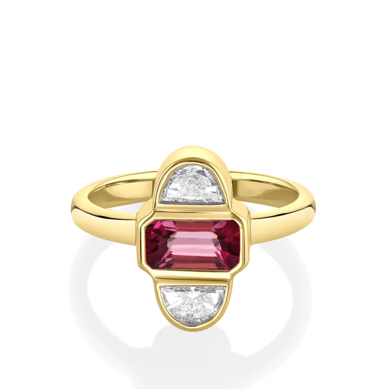 1.24ct Ruby & Half Moon Diamond Ring sold by Marrow Fine