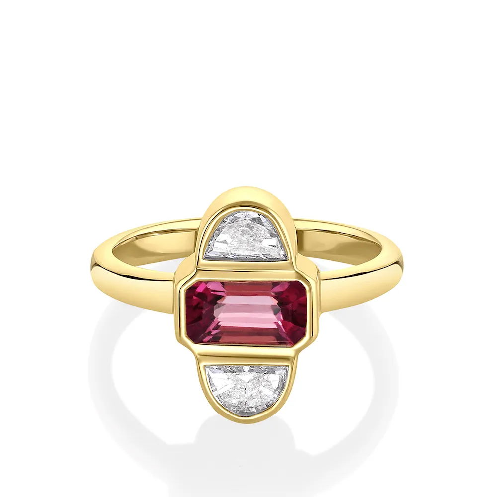 1.24ct Ruby & Half Moon Diamond Ring sold by Marrow Fine