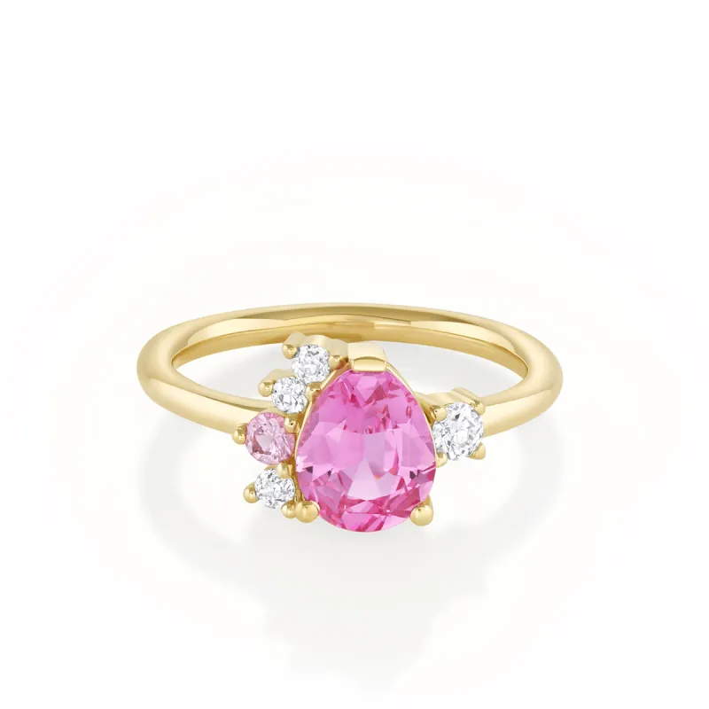 1.46ct Pink Burmese Sapphire Cluster Ring sold by Marrow Fine